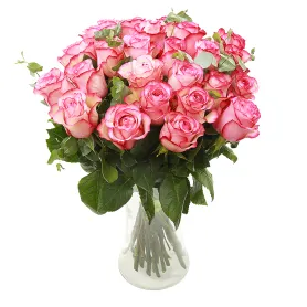 Roze rozen met eucalyptus Titel «CityFlowers» in België»