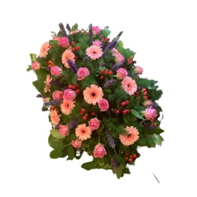 Pink coffin covering Title «CityFlowers» in Belgium»