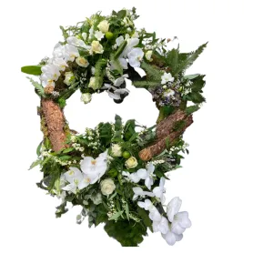 Couronne blanche avec &eacute;corce Titre «CityFlowers» en Belgique»