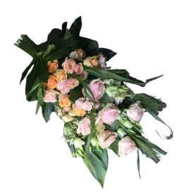 Mourning bouquet of pink color Title «CityFlowers» in Belgium»