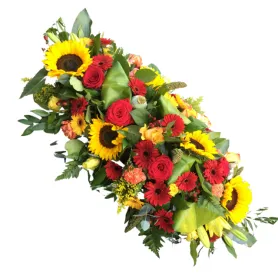 Coffin lid with sunflowers Title «CityFlowers» in Belgium»
