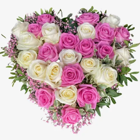 Pink and white heart от интернет-магазина «CityFlowers» в }