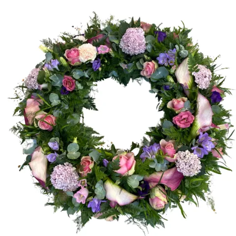 Funeral wreath purple от интернет-магазина «CityFlowers» в }